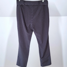 Load image into Gallery viewer, M&amp;S Trousers Pyjama High Waisted Belted Pockets Navy Print Work Tapered 14 Short
