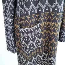 Load image into Gallery viewer, Gudrun Sjoden Dress Tunic Woven Cotton Lagenlook Aztec Long Sleeves Pocket Small
