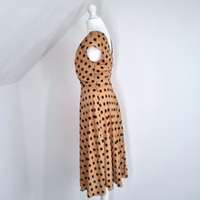 Load image into Gallery viewer, Lindy Bop Dress Retro Occasion A Line Polka Dots Tan Rockabilly 50s Wrap 8
