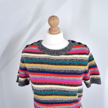 Load image into Gallery viewer, GAP Jumper Dress 100% Lambswool Striped Multicoloured Short Sleeves Knit Large
