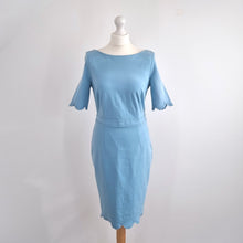 Load image into Gallery viewer, Boden Dress Cocktail Shift Emma Blue Ponte New Wedding Guest Stretch Lined 12
