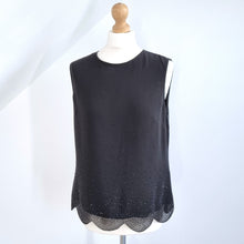 Load image into Gallery viewer, Ted Baker Camisole Top Black Rhinestones Embellished Scalloped  Party T2 Medium
