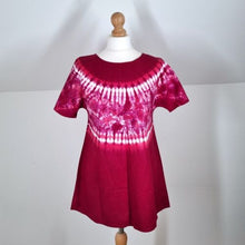 Load image into Gallery viewer, Vintage Tie-Dye Top Tunic Handmade Burgundy A Line Festival Boho Hippie 8 10
