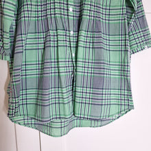 Load image into Gallery viewer, G-Star Raw Shirt Women&#39;s Plaid Check 3/4 Sleeves Pleated Green Navy Blouse XS
