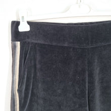 Load image into Gallery viewer, Circolo 1901 Trousers Velour Black Joggers Wide Leg Cropped Palazzo Stretch 12
