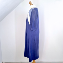 Load image into Gallery viewer, Vintage Ian Peters Dress Midi Knitted Blue A Line 70s Retro Kaftan Tunic 12
