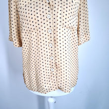 Load image into Gallery viewer, Vintage Jaeger Blouse 70s 80s  Pyjama Shirt Beige Short Sleeves Retro 40s Small
