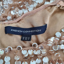 Load image into Gallery viewer, French Connection Sequin T-shirt Top Mesh Beige Embellished Party Lined 8
