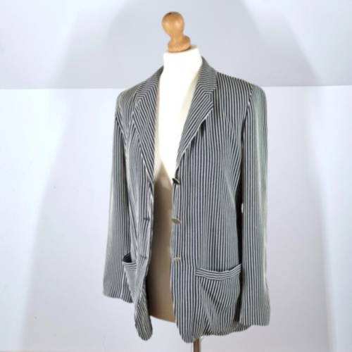 Vintage Joseph Blazer Striped Navy White Relaxed London Work Office Lined 12 14