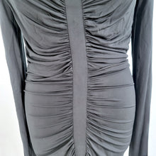 Load image into Gallery viewer, AllSaints Dress Ruched Black Bodycon Long Sleeve Cocktail Party Oriel Ruching 12
