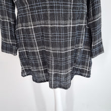 Load image into Gallery viewer, Diesel Blouse Flannel Wool Tunic Plaid Check Top New Sample Grey Tie Small
