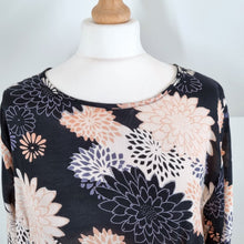 Load image into Gallery viewer, Masai Tunic Floral Top Black Pink Blouse Lagenlook Oversized Mini Dress Small
