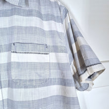 Load image into Gallery viewer, Mantaray Men&#39;s Shirt 100% Cotton Striped Short Sleeves Blue Cream Casual XL
