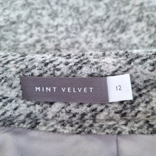 Load image into Gallery viewer, Mint Velvet Skirt Wool Blend Grey Tweed A Line Above Knee Work Zip Detail 12
