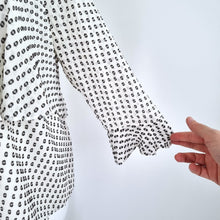 Load image into Gallery viewer, Whistles Blouse Silk Blend Swiss Dot White Ruffle Top 3/4 Sleeves Lined 10
