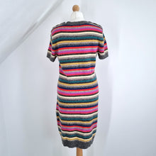 Load image into Gallery viewer, GAP Jumper Dress 100% Lambswool Striped Multicoloured Short Sleeves Knit Large
