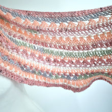 Load image into Gallery viewer, Handmade Crochet Scarf Shawl Oversized Rose Pink Pastel Wavy Mixed Stitches Boho
