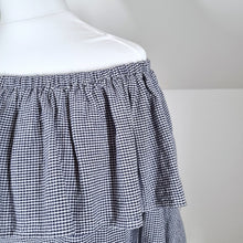 Load image into Gallery viewer, Zara Woman Embroidered Blouse Peasant Gingham Off the Shoulder Long Sleeves XS
