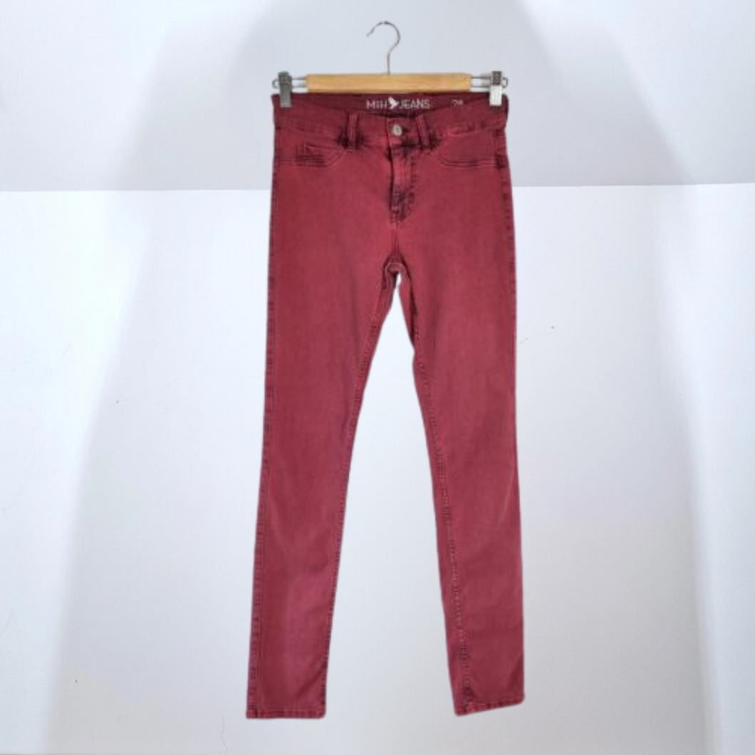 MiH Jeans Red Bonn Super Skinny Pink High Waist Stonewashed Stretch Jegging W28