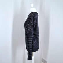 Load image into Gallery viewer, &amp; Other Stories Jumper Chunky Knit Wool Cotton Black Swiss Dot Hearts Small
