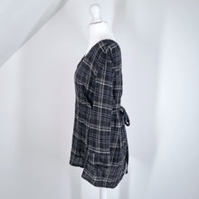 Load image into Gallery viewer, Diesel Blouse Flannel Wool Tunic Plaid Check Top New Sample Grey Tie Small
