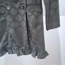 Load image into Gallery viewer, Zara Blazer Dress Jacket Polka Dot Print Black Satin Mini Ruffle Long Sleeves XS
