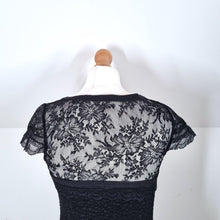 Load image into Gallery viewer, Free People Dress Bodycon Mini Lace Ruched Black Stretch Goth Party Boho Medium
