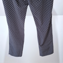 Load image into Gallery viewer, M&amp;S Trousers Pyjama High Waisted Belted Pockets Navy Print Work Tapered 14 Short
