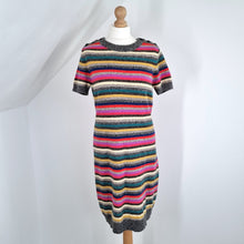 Load image into Gallery viewer, GAP Jumper Dress 100% Lambswool Striped Multicoloured Short Sleeves Knit Large
