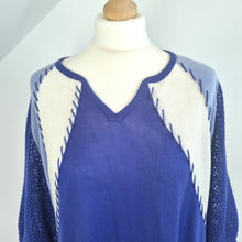 Load image into Gallery viewer, Vintage Ian Peters Dress Midi Knitted Blue A Line 70s Retro Kaftan Tunic 12
