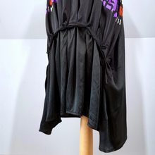 Load image into Gallery viewer, Didier Parakian Dress 100% Silk Black Drop Waist Hitched Tunic Bright Print 10
