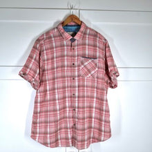 Load image into Gallery viewer, Mantaray Men&#39;s Shirt Checked Plaid Red Short Sleeves Textured Cotton Blend XL
