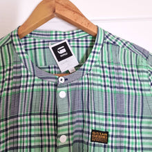 Load image into Gallery viewer, G-Star Raw Shirt Women&#39;s Plaid Check 3/4 Sleeves Pleated Green Navy Blouse XS
