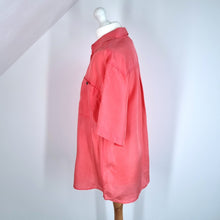 Load image into Gallery viewer, Vintage Clockhouse Silk Blouse Shirt Salmon Pink 80s C&amp;A Short Sleeves One Size
