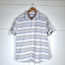 Load image into Gallery viewer, Mantaray Men&#39;s Shirt 100% Cotton Striped Short Sleeves Blue Cream Casual XL
