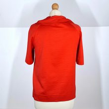 Load image into Gallery viewer, COS Blouse Red Silky Cowl Neck Twisted Short Sleeve Work Party Christmas 8
