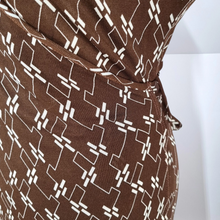 Load image into Gallery viewer, Jasper Conran Wrap Dress Brown Debenhams Print Knee Length 100% Viscose Work 10
