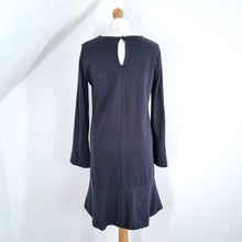 Load image into Gallery viewer, ME+EM Dress Long Sleeves Skater Navy Blue Flared Cocktail Work Knee Length 10
