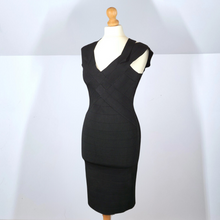 Load image into Gallery viewer, Karen Millen Bandage Dress Bodycon Black Stretch Party Cocktail Knee Length 10
