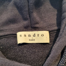 Load image into Gallery viewer, Sandro Paris Hoodie Varsity Sweatshirt Embroidered Please Love Navy Preppy 6 8
