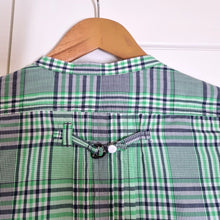 Load image into Gallery viewer, G-Star Raw Shirt Women&#39;s Plaid Check 3/4 Sleeves Pleated Green Navy Blouse XS
