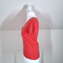 Load image into Gallery viewer, Marks &amp; Spencer 100% Cashmere Jumper Short Sleeves Coral Blouse Top V Neck 10
