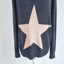 Load image into Gallery viewer, Hush Jumper Star Pattern Dark Grey Bamboo Cotton Wool V Neck Sweater Knit XS
