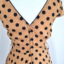 Load image into Gallery viewer, Lindy Bop Dress Retro Occasion A Line Polka Dots Tan Rockabilly 50s Wrap 8
