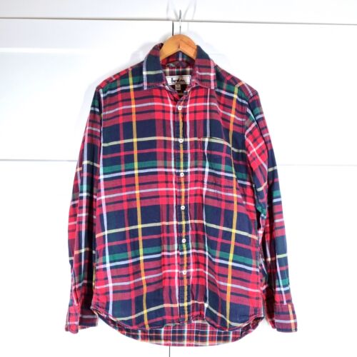 Boden Men's Shirt Checked Plaid Red Navy Lumberjack Flannel 100% Cotton Small