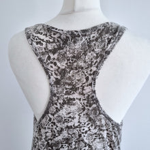 Load image into Gallery viewer, Religion Tank Dress Midi Maxi Jersey 100% Cotton Racerback Grey Patterned S 10
