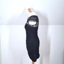 Load image into Gallery viewer, Free People Dress Bodycon Mini Lace Ruched Black Stretch Goth Party Boho Medium
