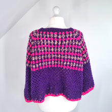 Load image into Gallery viewer, Handmade Crochet Jumper Purple Pink Oversized Chunky Knit Granny 3/4 Sleeve XXL
