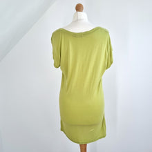 Load image into Gallery viewer, AllSaints T-shirt Tunic Off the Shoulder Chartreuse Green Viscose Y2K Medium
