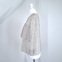 Load image into Gallery viewer, Whistles Blouse Silk Blend Swiss Dot White Ruffle Top 3/4 Sleeves Lined 10
